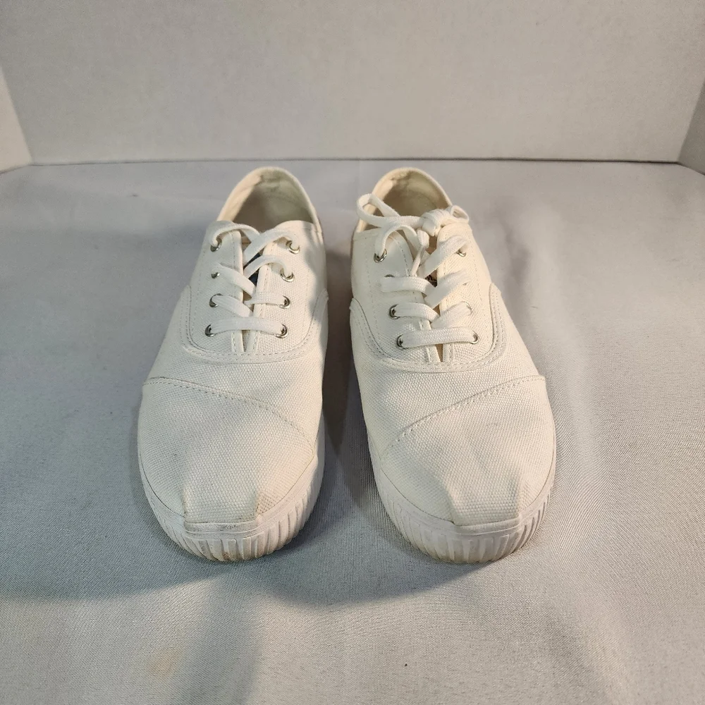 TOMS Women's White Cordones Indio Canvas Sneakers Size 7.5 - Picture 2 of 9